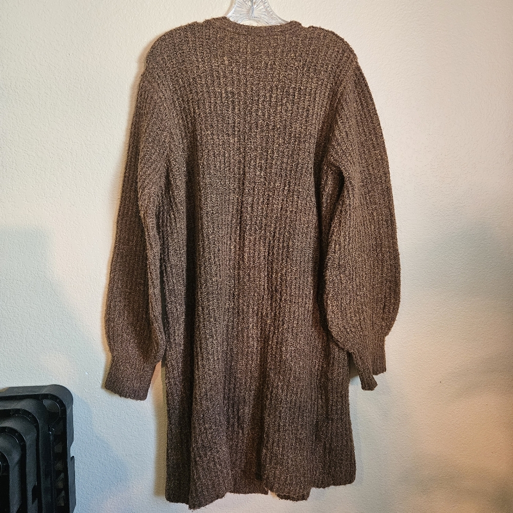 NOBO Balloon Sleeve Duster Cardigan Sweater Mocha Knit size XL *V-2455 - Picture 6 of 9